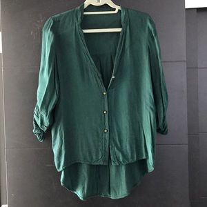 Forest green button down